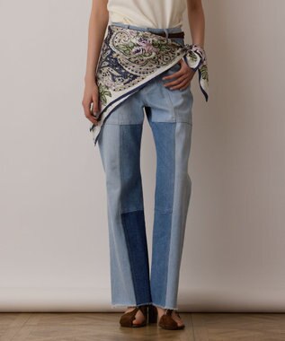 GRACE CONTINENTAL フラワーペイズリースカーフ ネイビー