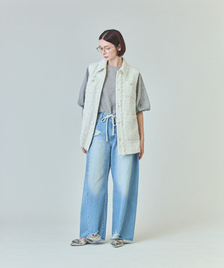 GRACE CONTINENTAL ドロストウエストデニムパンツ サックス