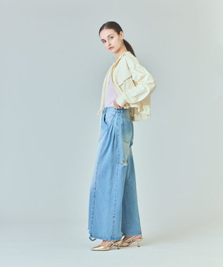 GRACE CONTINENTAL ドロストウエストデニムパンツ サックス