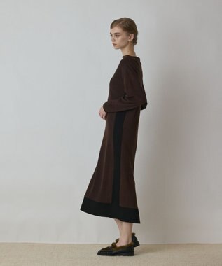 GRACE CONTINENTAL バイカラーカットワンピース ブラウン