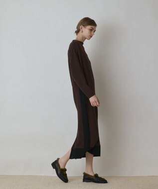 GRACE CONTINENTAL バイカラーカットワンピース ブラウン
