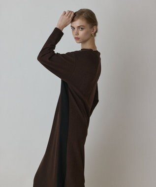 GRACE CONTINENTAL バイカラーカットワンピース ブラウン