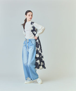 GRACE CONTINENTAL ドロストウエストデニムパンツ サックス