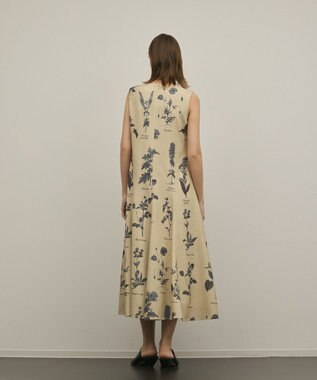 GRACE CONTINENTAL ボタニカルプリントフレアワンピース ベージュ