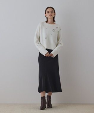 GRACE CONTINENTAL ビジューニットトップ ホワイト