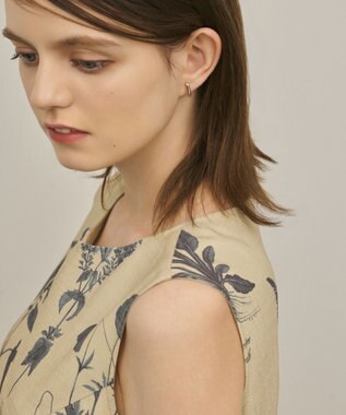 GRACE CONTINENTAL ボタニカルプリントフレアワンピース ベージュ