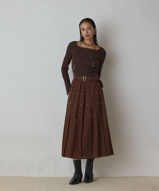 GRACE CONTINENTAL ビーズレザーチョーカー ブラウン