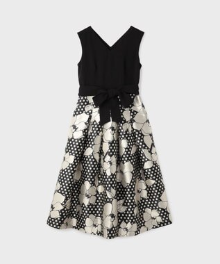 GRACE CONTINENTAL ドットボタニカルジャガードドレス ブラック