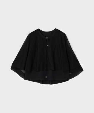 GRACE CONTINENTAL シアーケープニットカーディガン ブラック