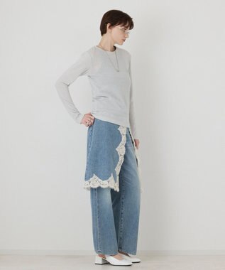 GRACE CONTINENTAL ラメクルーカットトップ ホワイト
