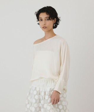 GRACE CONTINENTAL シルクドルマンスリーブトップ キナリ