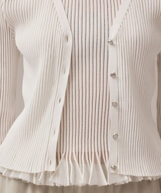 GRACE CONTINENTAL シアーフリルニットカーディガン ホワイト