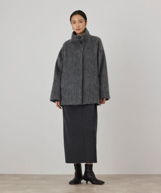 GRACE CONTINENTAL モヘヤシャギーショートコート グレー