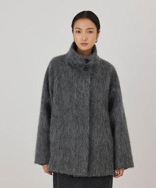 GRACE CONTINENTAL モヘヤシャギーショートコート グレー