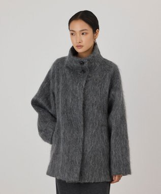 GRACE CONTINENTAL モヘヤシャギーショートコート グレー