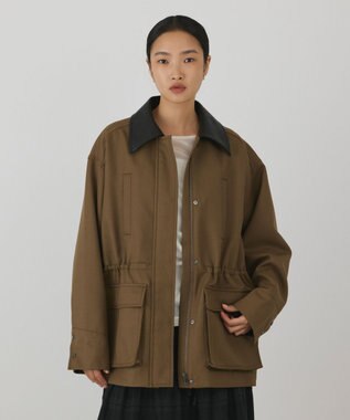 GRACE CONTINENTAL レザー衿ハンティングジャケット