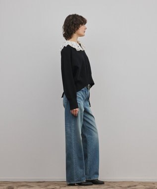 GRACE CONTINENTAL レースカラーニットトップ ブラック