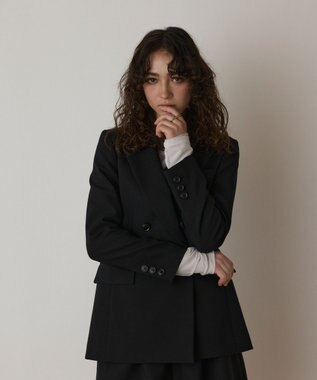 GRACE CONTINENTAL リネンライクダブルジャケット ブラック