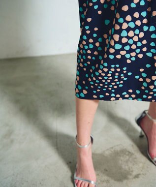 GRACE CONTINENTAL ランダムハートドレープワンピース ネイビー