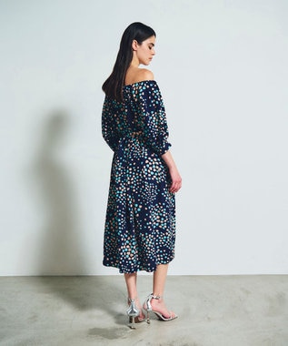 GRACE CONTINENTAL ランダムハートドレープワンピース ネイビー