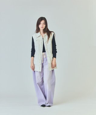 GRACE CONTINENTAL ロゴ刺繍リブトップ ブラック