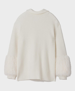 GRACE CONTINENTAL フェザースリーブニットトップ ホワイト