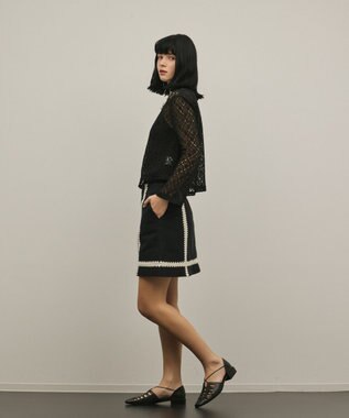 GRACE CONTINENTAL ラインembミニスカート ブラック