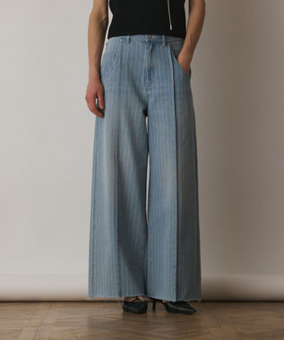 GRACE CONTINENTAL ヒッコリーデニムワイドパンツ サックス