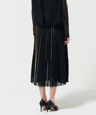 GRACE CONTINENTAL フォイルラインプリーツスカート ブラック