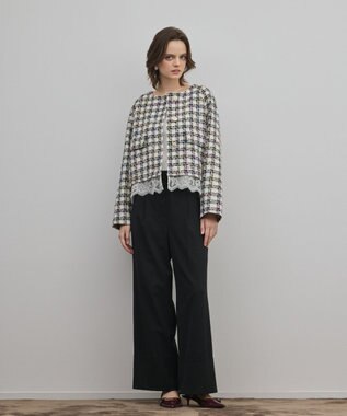 GRACE CONTINENTAL レースヘムツイードジャケット ブラック