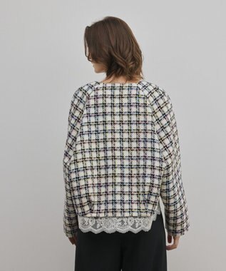 GRACE CONTINENTAL レースヘムツイードジャケット ブラック