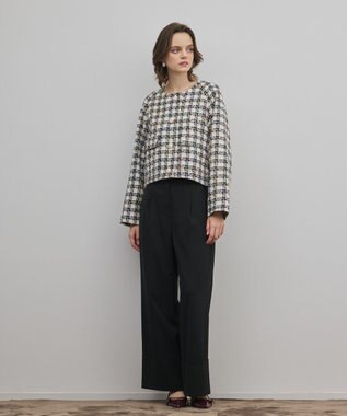 GRACE CONTINENTAL レースヘムツイードジャケット ブラック