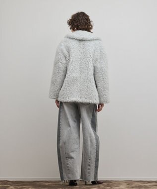 GRACE CONTINENTAL フェイクファーPコート サックス