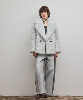 GRACE CONTINENTAL フェイクファーPコート サックス