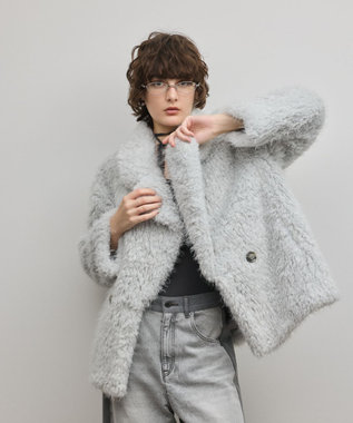 GRACE CONTINENTAL フェイクファーPコート サックス