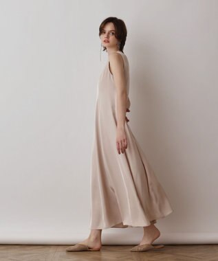 GRACE CONTINENTAL サテンレイヤードワンピース ベージュ