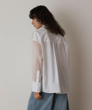 GRACE CONTINENTAL シアーコンビオーバーシャツ ホワイト