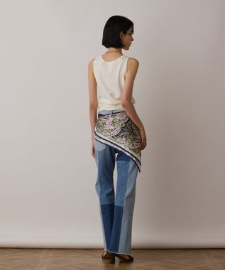 GRACE CONTINENTAL フラワーペイズリースカーフ ネイビー