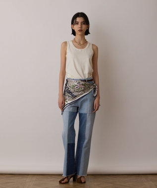 GRACE CONTINENTAL フラワーペイズリースカーフ ネイビー