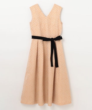 GRACE CONTINENTAL キカジャガードタックドレス ベージュ