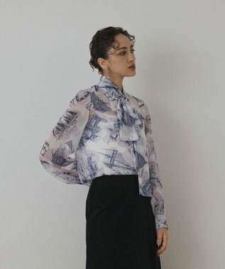 GRACE CONTINENTAL スカ－フタイブラウス ラベンダー