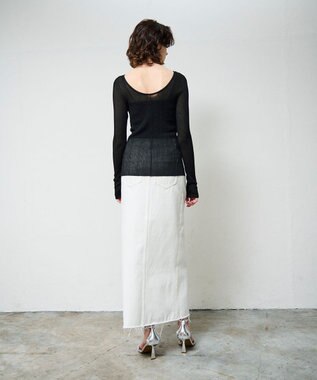 GRACE CONTINENTAL ラメシアーリブニットトップ ブラック