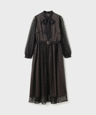 GRACE CONTINENTAL ビーズ刺繍ドットドレス ブラック