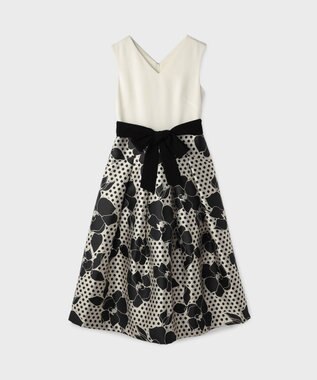 GRACE CONTINENTAL ドットボタニカルジャガードドレス ホワイト