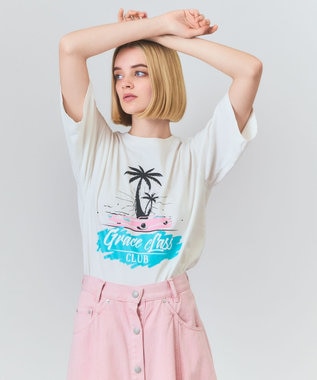 GRACE CONTINENTAL リゾートプリントTシャツ ホワイト