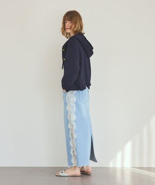 GRACE CONTINENTAL サイドレースデニムスカート ブルー