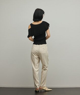 GRACE CONTINENTAL トリアセ麻調テーパードパンツ ベージュ