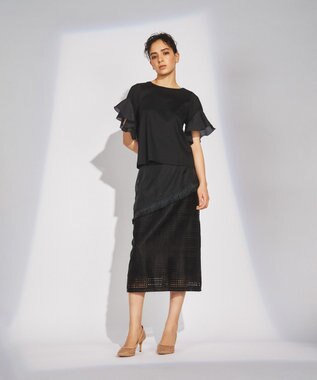 GRACE CONTINENTAL フレアスリーブカットトップ ブラック