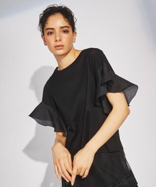 GRACE CONTINENTAL フレアスリーブカットトップ ブラック