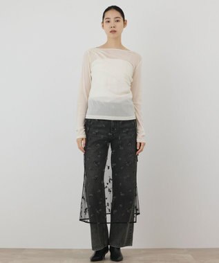 GRACE CONTINENTAL フロッキードレープトップス ホワイト